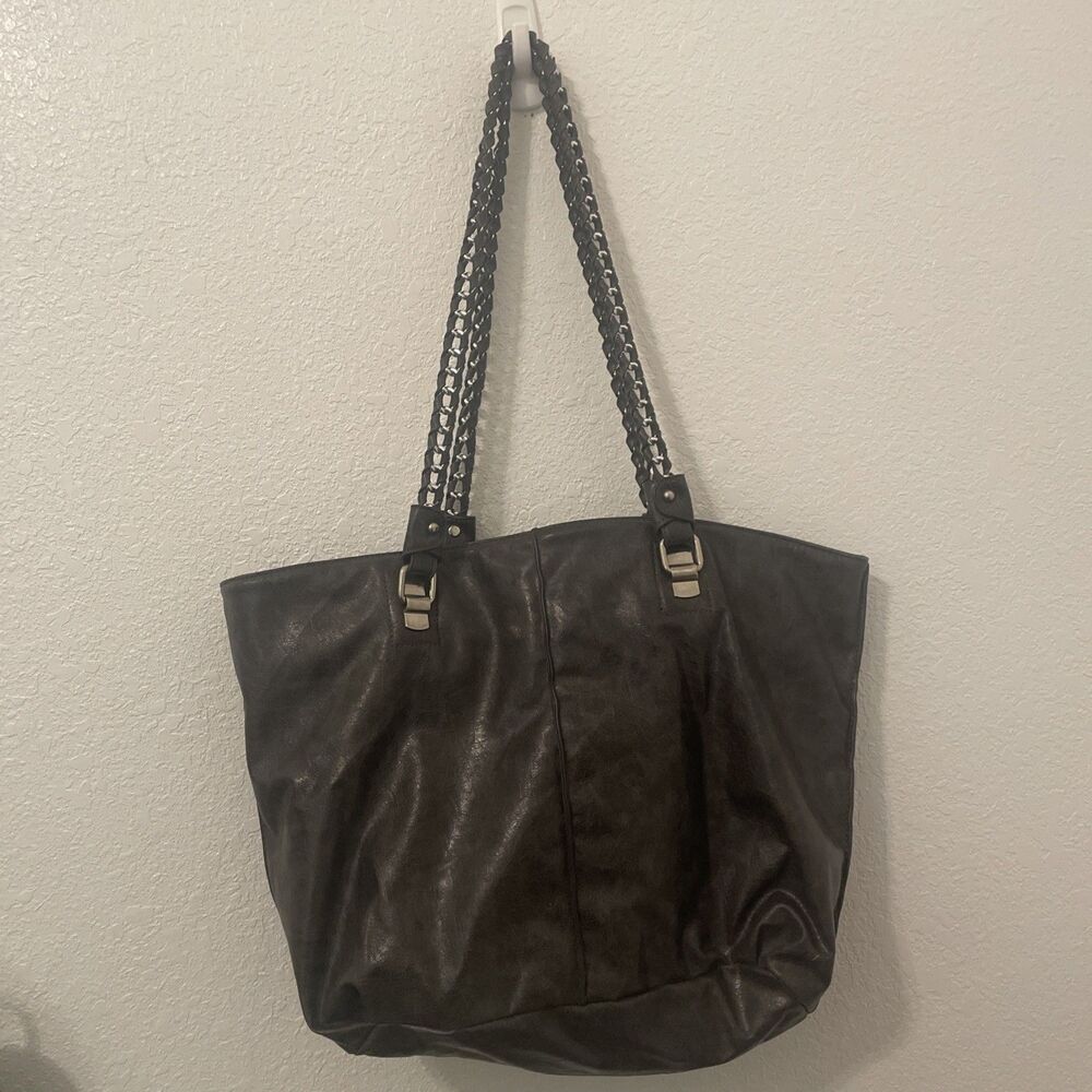 ☆BRACIANO☆ EMBOSSED Faux Leather Tote Handbag Purse Grey
